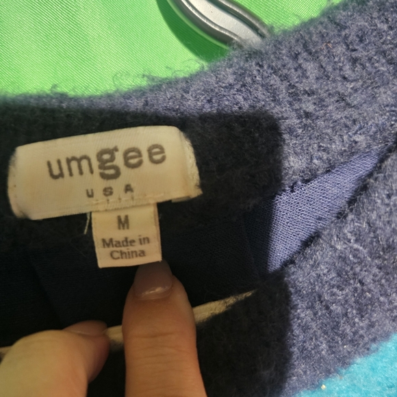 Umgee Multicolor Color Block Sweater Teal, Orange, and Beige Medium PTP 24 EUC - Picture 2 of 6